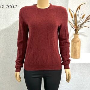 Saks Fifth Avenue Sweater Cashmere Pullover Crew Neck Women S Small Red Burgundy